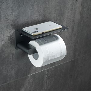 Portarrollo sin Tapa Con Soporte Para Celular Style Negro Mate