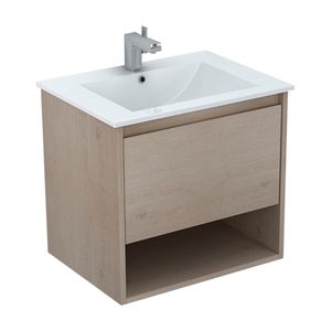 Mueble de Baño Delfos un Cajón y Repisa con Lavamanos Base White Oak 600 mm
