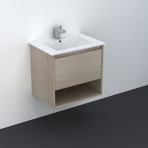 Mueble de Baño Delfos un Cajón y Repisa con Lavamanos Base White Oak 600 mm