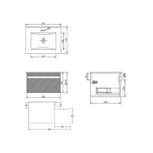 Mueble de Baño Delfos un Cajón con Lavamanos Base White Oak 600 mm
