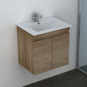 Mueble de Baño Delfos dos Puertas con Lavamanos Base Light Oak 600 mm