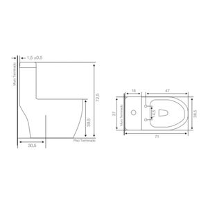 WC One Piece Fonte Blanco a Piso Con Asiento y Fijaciones 30 cm