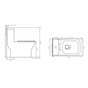 WC One Piece Square Blanco a Piso con Asiento y Fijaciones