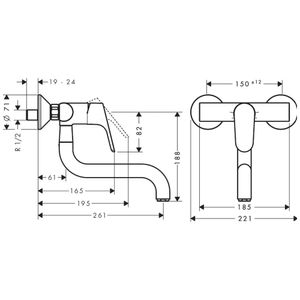 Grifería Cocina Focus M41 Muro 1 Jet 31825000 Cromo