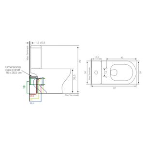 WC Parma Advance Dual Blanco a Piso 30 cm con Asiento y Fijaciones