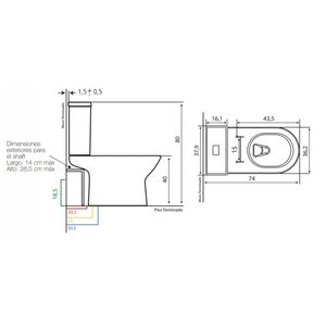WC Verso Slim Dual Blanco a Piso 25 cm con Asiento y Fijaciones