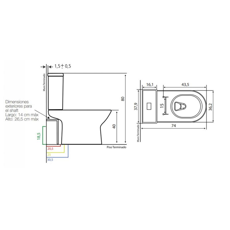 Baños-WC-Verso-Slim-Dual-Blanco-a-Muro-con-Asiento-y-Fijaciones