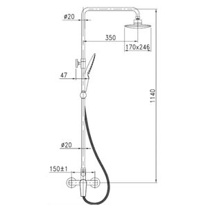 Columna Ducha Keops 20 cm Blanco/Cromo
