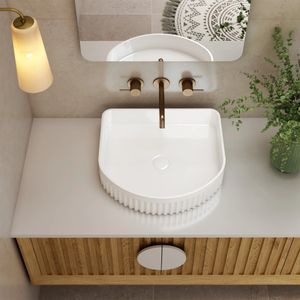 Lavamanos de Sobreponer Stripes Blanco Semi Ovalado sin Rebalse 400x362x120 mm