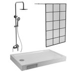 Baños-Mampara-Grid-Negro-Mate---Receptaculo-Zen---Griferia-Urban-Negro-Mate