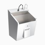 Cocina-Fregadero-Simple-con-Griferia-Optica-Sensor-Infrarrojo-sin-Transformador-con-Dispensador-Jabon-Desague-y-Fijaciones-Satinado
