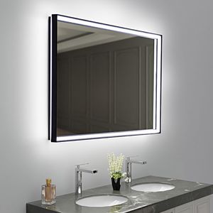 Espejo Rectangular Live Negro 1000x700mm con Luz Led y Desempañante