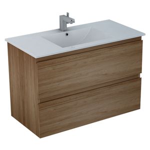 Mueble de Baño Delfos dos Cajones con Lavamanos Base Light Oak 800 mm
