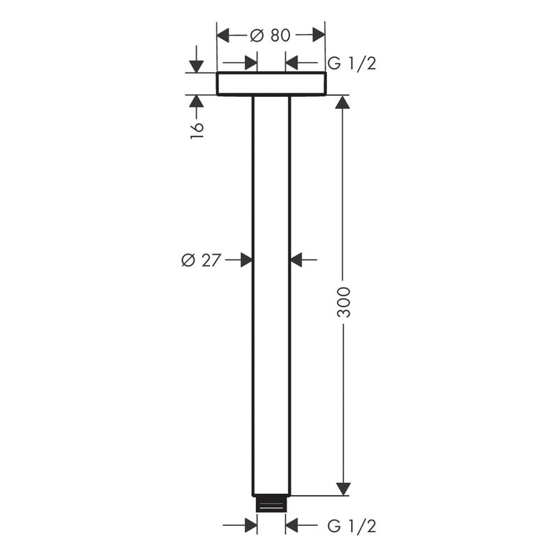 Baños-Brazo-de-Ducha-S-Hansgrohe-S-conexion-A-Techo-Cromado-300-mm