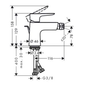 Grifería Bidé Talis E C/Desagüe Automático 71720700 Blanco Mate