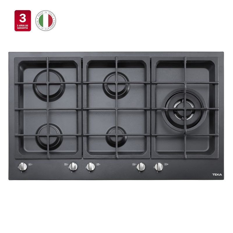 Cocina-Encimera-Gas-5q-Empotrada-Negra-90-cm