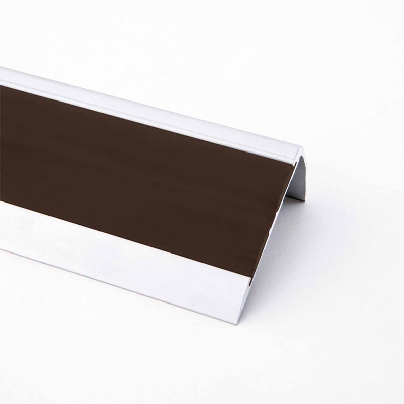 Instalacion-y-Repuestos-Perfil-Nariz-Escalon-Aluminio-PVC-Marron-Sobreponer-APM61-Mate-61x30x2500-mm