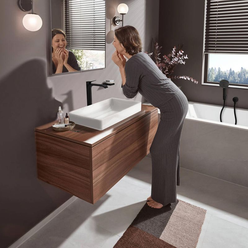 Baños-Griferia-de-Lavamanos-Alta-Vivenis-250-sin-Desague-Negro-Mate