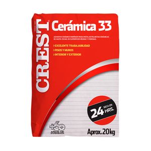 Adhesivo Cerámico Crest Cerámica 33 Gris 20 Kg
