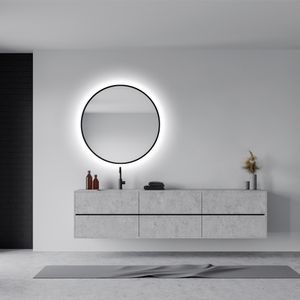 Espejo Sharon round borde Negro mate Ø1000mm con Led