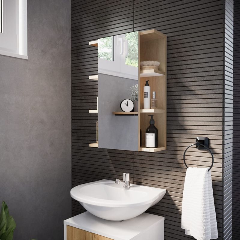 Baños-Mueble-De-Baño-Suspendido-Ray-con-Espejo-Beige