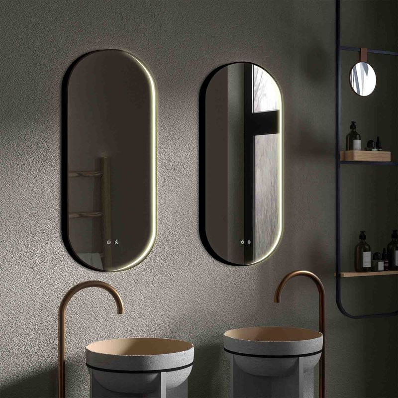 Baños-Espejo-Helen-Ovalado-con-Led-y-Desempañante-Negro-500x1000-mm