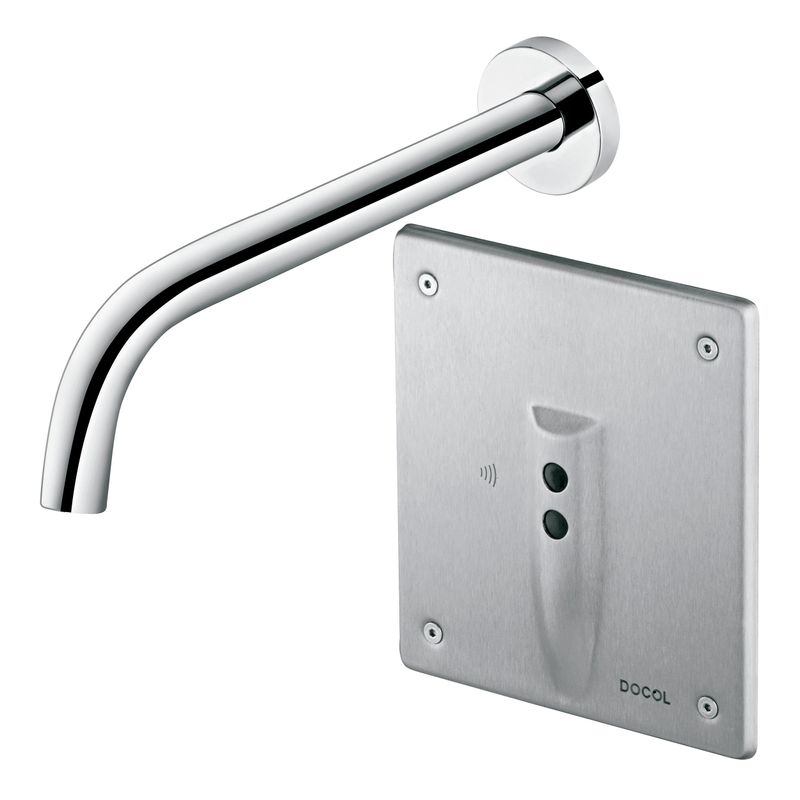 Baños-Griferia-Lavamanos-Docolelectric-a-Muro-con-sensor-Cromado-Cepillado