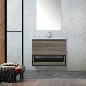 Mueble de Baño Delfos un Cajón y Repisa Bandeja Deslizante con Lavamanos Base Cinder 1200 mm