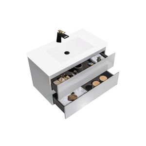 Mueble de Baño City con Lavamanos Blanco y Desagüe Base High Grey Glossy 800x550x480 mm