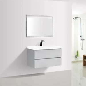 Mueble de Baño City con Lavamanos Blanco y Desagüe Base High Grey Glossy 800x550x480 mm