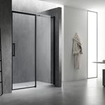 Baños-Mampara-Corredera-Grecia-con-Paño-Fijo-Negro-Mate-1200-Mm