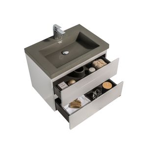 Mueble de Baño City con Lavamanos Cement y Desagüe Base High Grey Glossy 700x550x480 mm