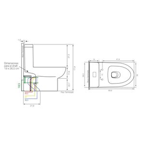 WC OP Eleganza Dual Blanco a Piso 25 cm con Asiento y Fijaciones