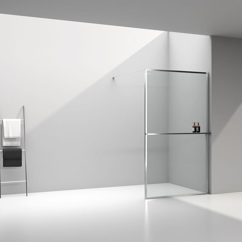 Baños-Mampara-Fija-Simone-con-Brazo-Extensor-Y-Barra-Cromo-1200-Mm