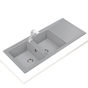 Lavaplatos de Granito Stone 2 Cubetas 1 Escurridor Gris 1160x510 mm
