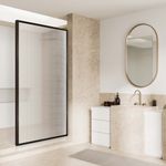 Baños-Mampara-de-Ducha-Canale-con-Vidrio-Fijo-Texturizado-Negro-Mate-800x1900-mm