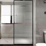 Baños-Mampara-de-Ducha-Canale-con-Vidrio-Fijo-Texturizado-Negro-Mate-800x1900-mm