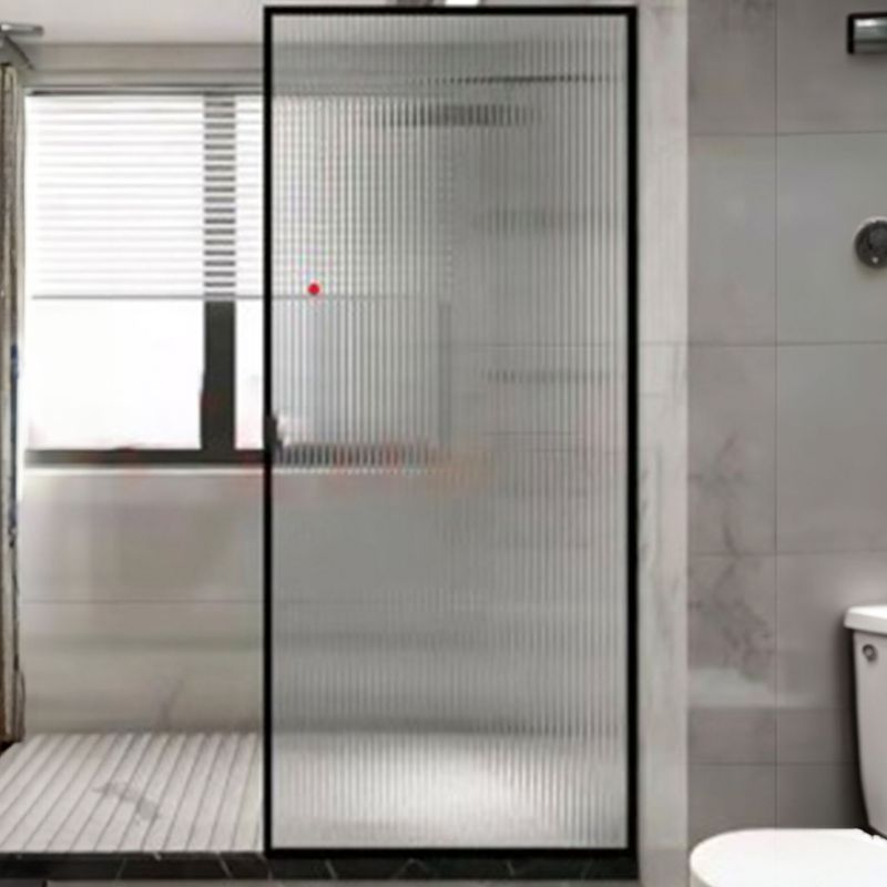 Baños-Mampara-de-Ducha-Canale-con-Vidrio-Fijo-Texturizado-Negro-Mate-800x1900-mm