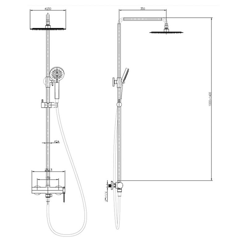 Baños-Columna-de-ducha-Trend-25cm-con-ducha-fono-Gun-Grey