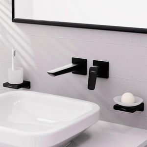 Griferia Lavamanos Logis Fine Muro 21 Cm con Desagüe 71256670 Negro Mate