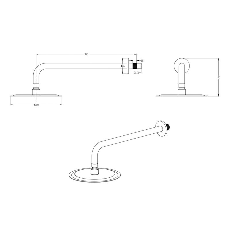 Baños-Plato-Ducha-New-Home-Redondo-20-Cm-1-Jet-C-Brazo-Brushed