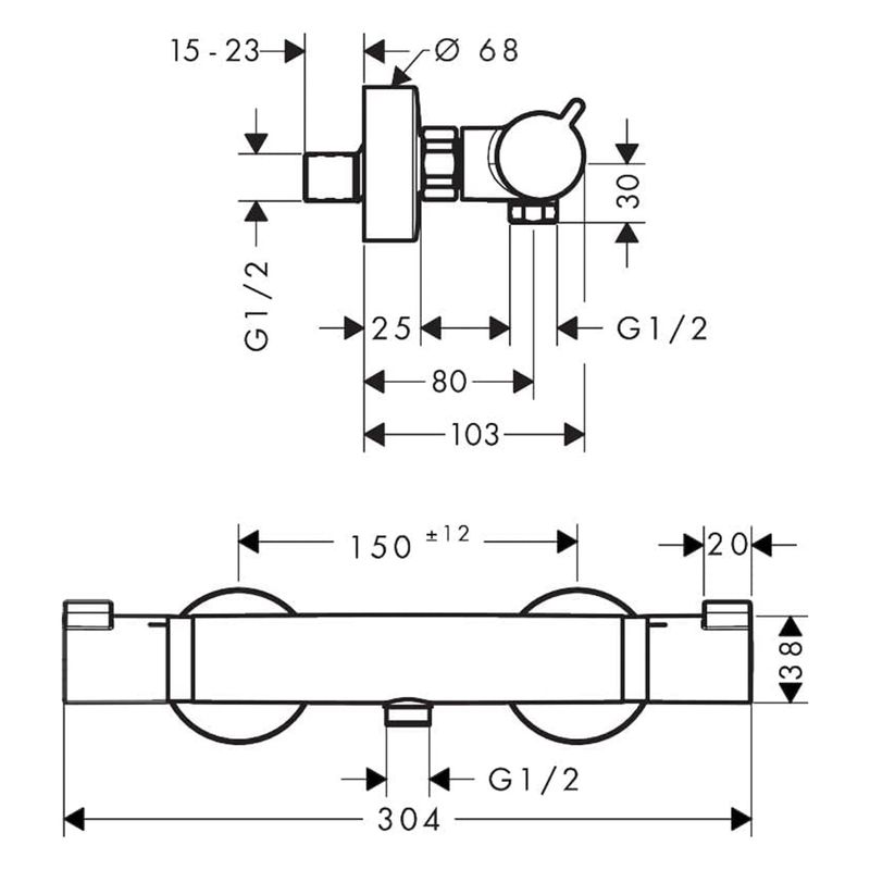 Baños-Termostato-Hansgrohe-Expuesta-1-Via-13116000-Cromo