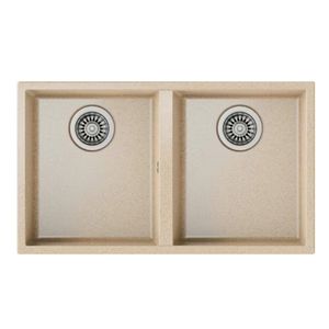 Lavaplatos de Granito Square 2 Cubetas Beige 760x430 mm
