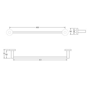 Toallero Barra Bari Cromado 45 cm