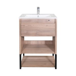 Mueble de Baño Ralf con Lavamanos a Piso Café con 1 Cajón y 2 Repisas 600x850 mm