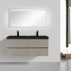 Mueble de Baño City Doble con Lavamanos Negro Mate y Desagüe Base Thunder Grey Mate 1200x500x520 mm