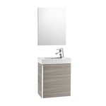 Baños-Mueble-de-Baño-Mini-Una-Puerta-con-Espejo-y-Lavamanos-Gris-Arenado-450-mm