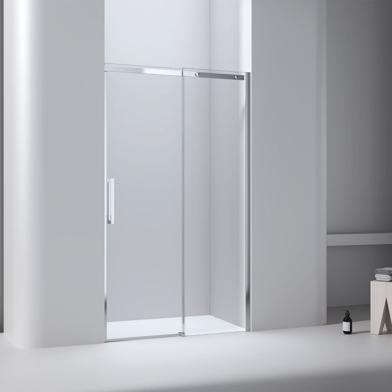 Baños-Mampara-Corredera-Grecia-con-Paño-Fijo-Cromada-1400-Mm