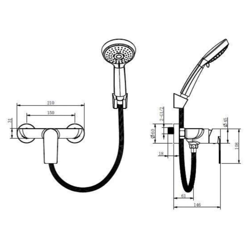 Baños-Griferia-Ducha-City-Expuesta-C-Ducha-Fono-Flexible-Soporte-Brushed