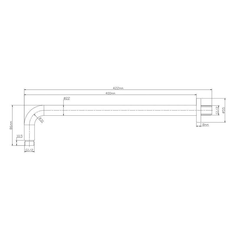 Baños-Brazo-Muro-Urban-N-350-Mm-Negro-Mate